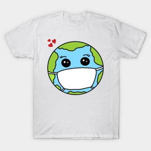 Earth wearing face mask T-Shirt